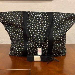 PINK Victoria's Secret Black and White Floral Tote
